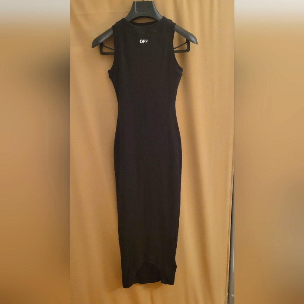 OFF-WHITE Black Floating Yarns Midi Dress